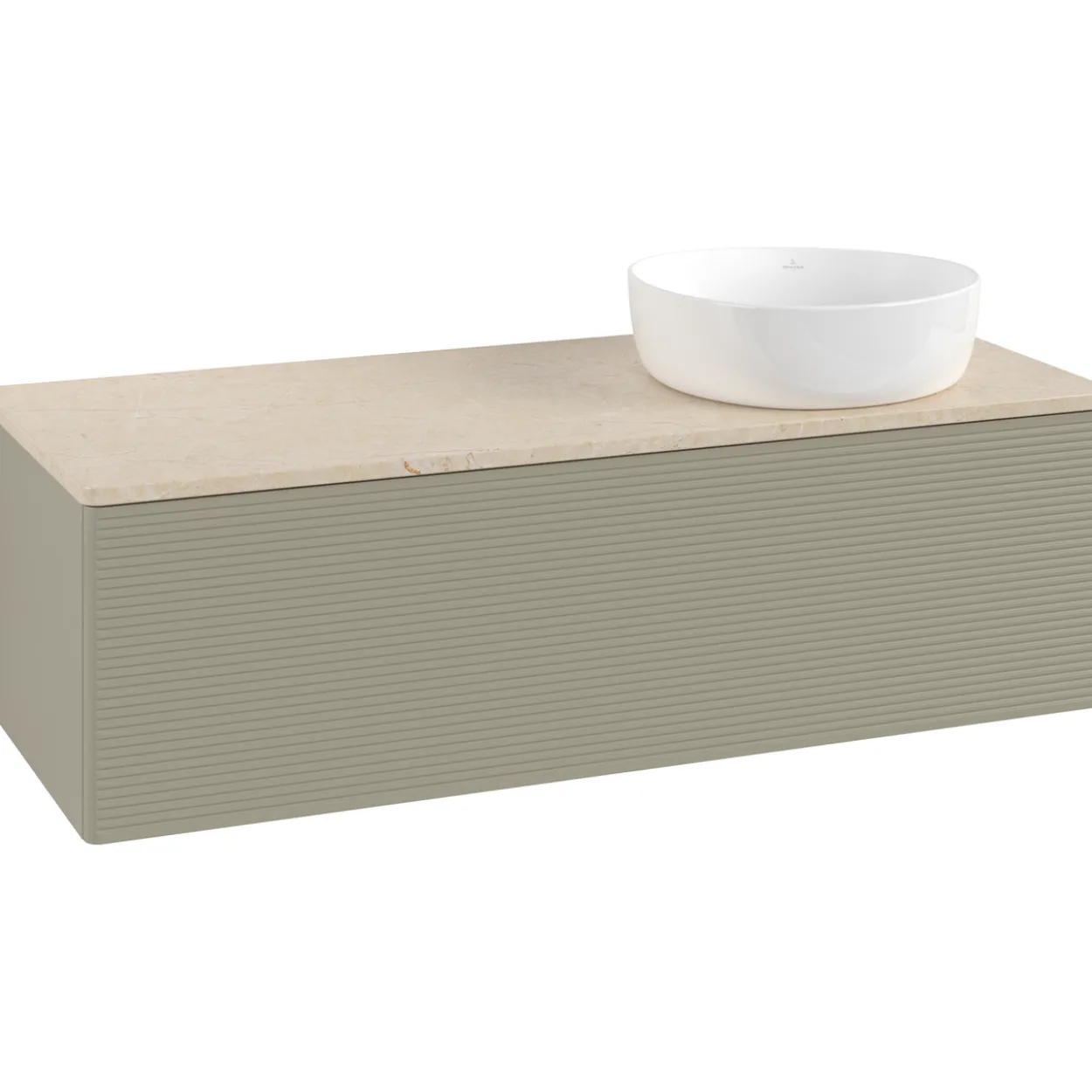 V&b antao servantskap 1 skuff rillet 1200x360x500 høyre u/kranhull stengrå/créme