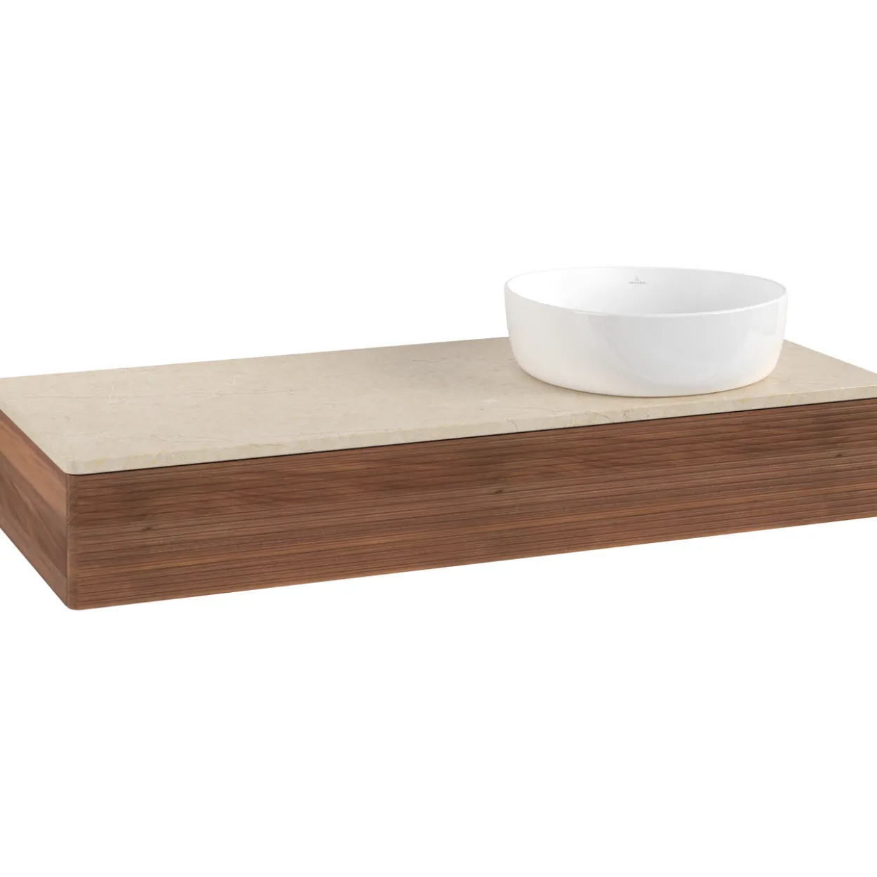 V&b antao servantskap 1 skuff rillet 1200x190x500 høyre u/kranhull valnøtt/créme