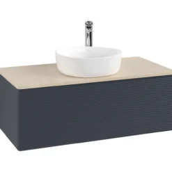 V&b antao servantskap 1 skuff rillet 1000x360x500 m/kranhull blå/créme