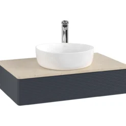 V&b antao servantskap 1 skuff rillet 800x190x500 m/kranhull blå/créme