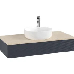 V&b antao servantskap 1 skuff rillet 1000x190x500 m/kranhull blå/créme