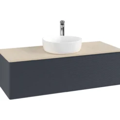 V&b antao servantskap 1 skuff rillet 1200x360x500 m/kranhull blå/créme