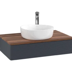 V&b antao servantskap 1 skuff rillet 800x190x500 m/kranhull blå/valnøtt