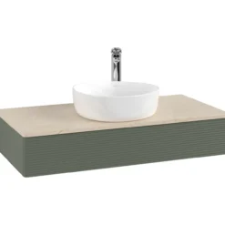 V&b antao servantskap 1 skuff rillet 1000x190x500 m/kranhull grønn/créme