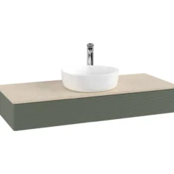 V&b antao servantskap 1 skuff rillet 1200x190x500 m/kranhull grønn/créme