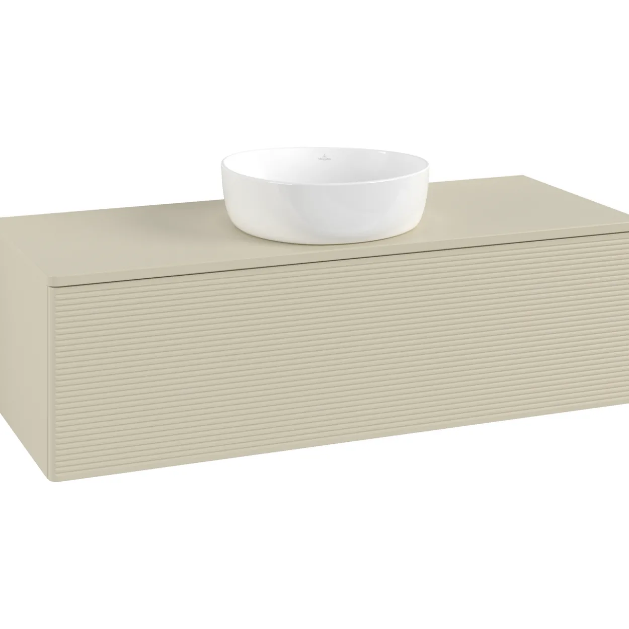 V&b antao servantskap 1 skuff rillet 1200x360x500 m/kranhull silkegrå