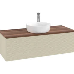 V&b antao servantskap 1 skuff rillet 1200x360x500 m/kranhull silkegrå/valnøtt