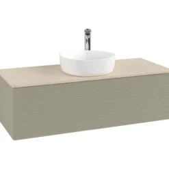 V&b antao servantskap 1 skuff rillet 1200x360x500 m/kranhull stengrå/créme