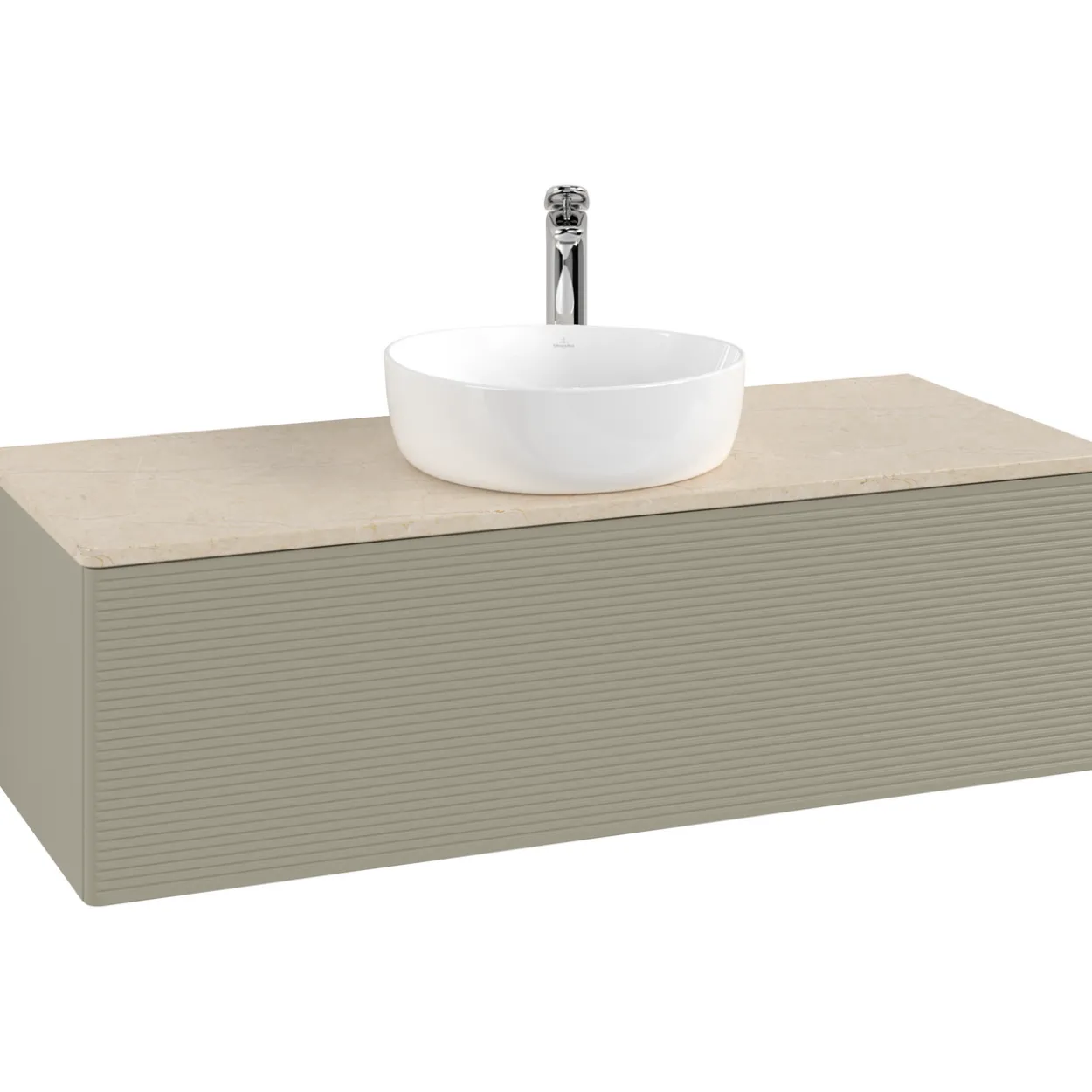 V&b antao servantskap 1 skuff rillet 1200x360x500 m/kranhull stengrå/créme
