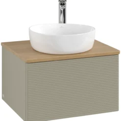 V&b antao servantskap 1 skuff rillet 600x360x500 m/kranhull stengrå/eik
