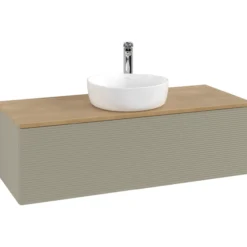 V&b antao servantskap 1 skuff rillet 1200x360x500 m/kranhull stengrå/eik