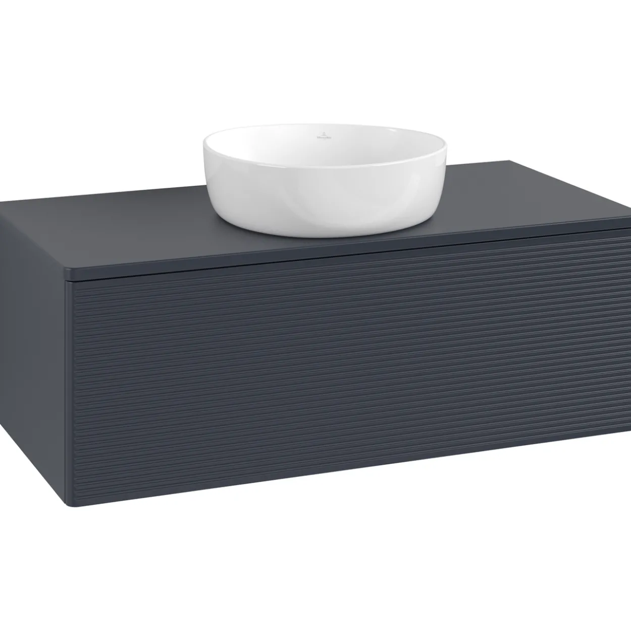 V&b antao servantskap 1 skuff rillet 1000x360x500 u/kranhull blå