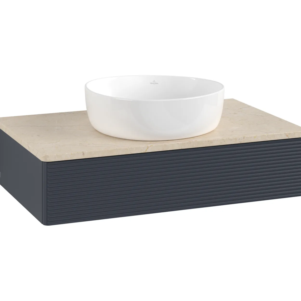 V&b antao servantskap 1 skuff rillet 800x190x500 u/kranhull blå/créme