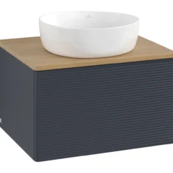 V&b antao servantskap 1 skuff rillet 600x360x500 u/kranhull blå/eik