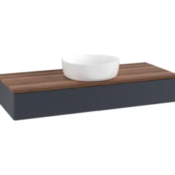 V&b antao servantskap 1 skuff rillet 1200x190x500 u/kranhull blå/valnøtt