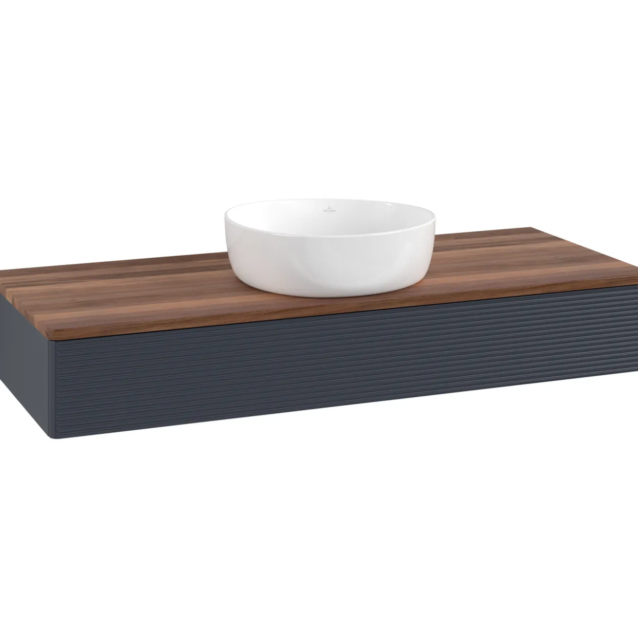 V&b antao servantskap 1 skuff rillet 1200x190x500 u/kranhull blå/valnøtt