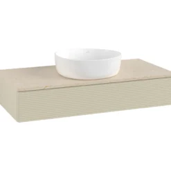 V&b antao servantskap 1 skuff rillet 1000x190x500 u/kranhull m/lys silkegrå/créme
