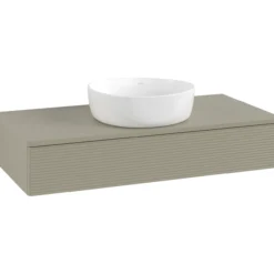 V&b antao servantskap 1 skuff rillet 1000x190x500 u/kranhull m/lys stengrå