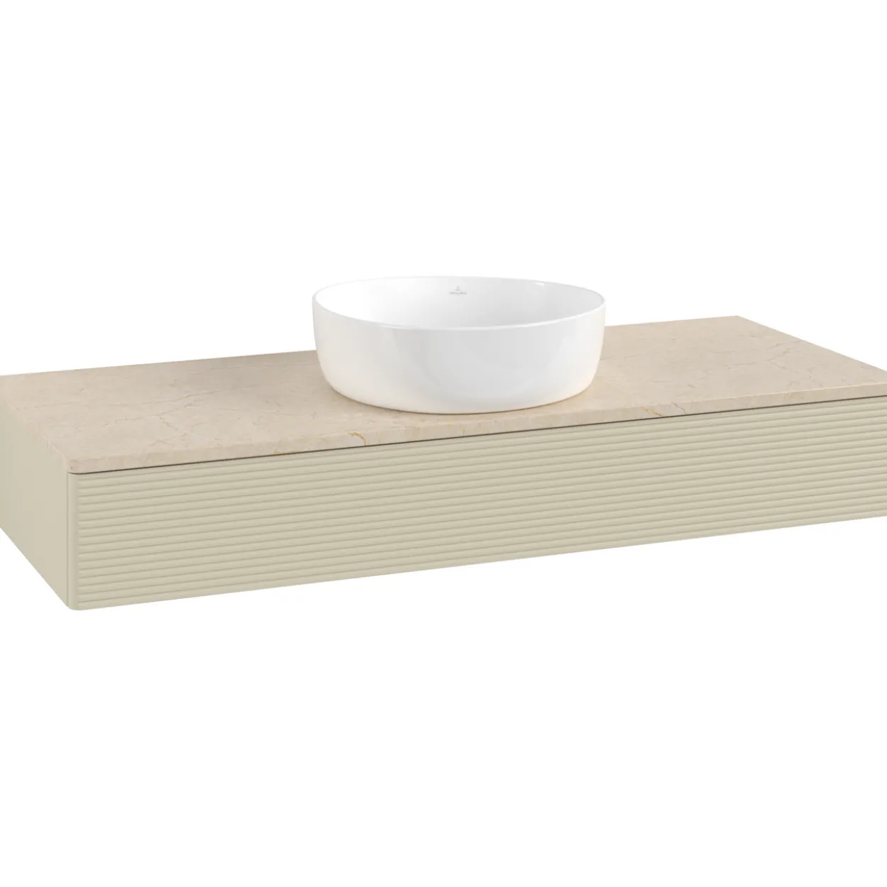 V&b antao servantskap 1 skuff rillet 1200x190x500 u/kranhull silkegrå/créme