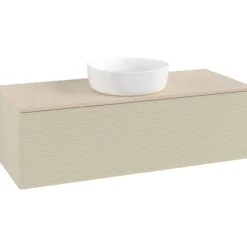 V&b antao servantskap 1 skuff rillet 1200x360x500 u/kranhull silkegrå/créme