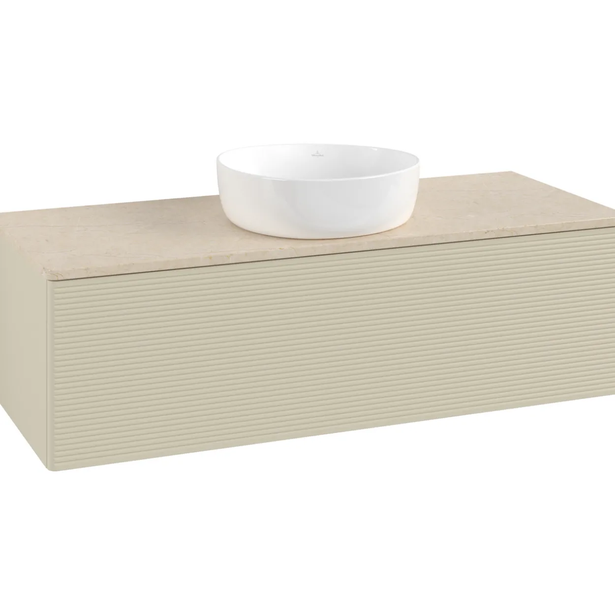 V&b antao servantskap 1 skuff rillet 1200x360x500 u/kranhull silkegrå/créme