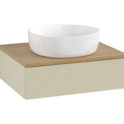 V&b antao servantskap 1 skuff rillet 600x190x500 u/kranhull silkegrå/eik