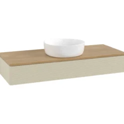 V&b antao servantskap 1 skuff rillet 1200x190x500 u/kranhull silkegrå/eik