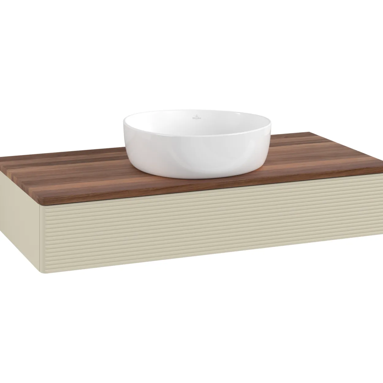 V&b antao servantskap 1 skuff rillet 1000x190x500 u/kranhull silkegrå/valnøtt