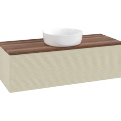 V&b antao servantskap 1 skuff rillet 1200x360x500 u/kranhull silkegrå/valnøtt