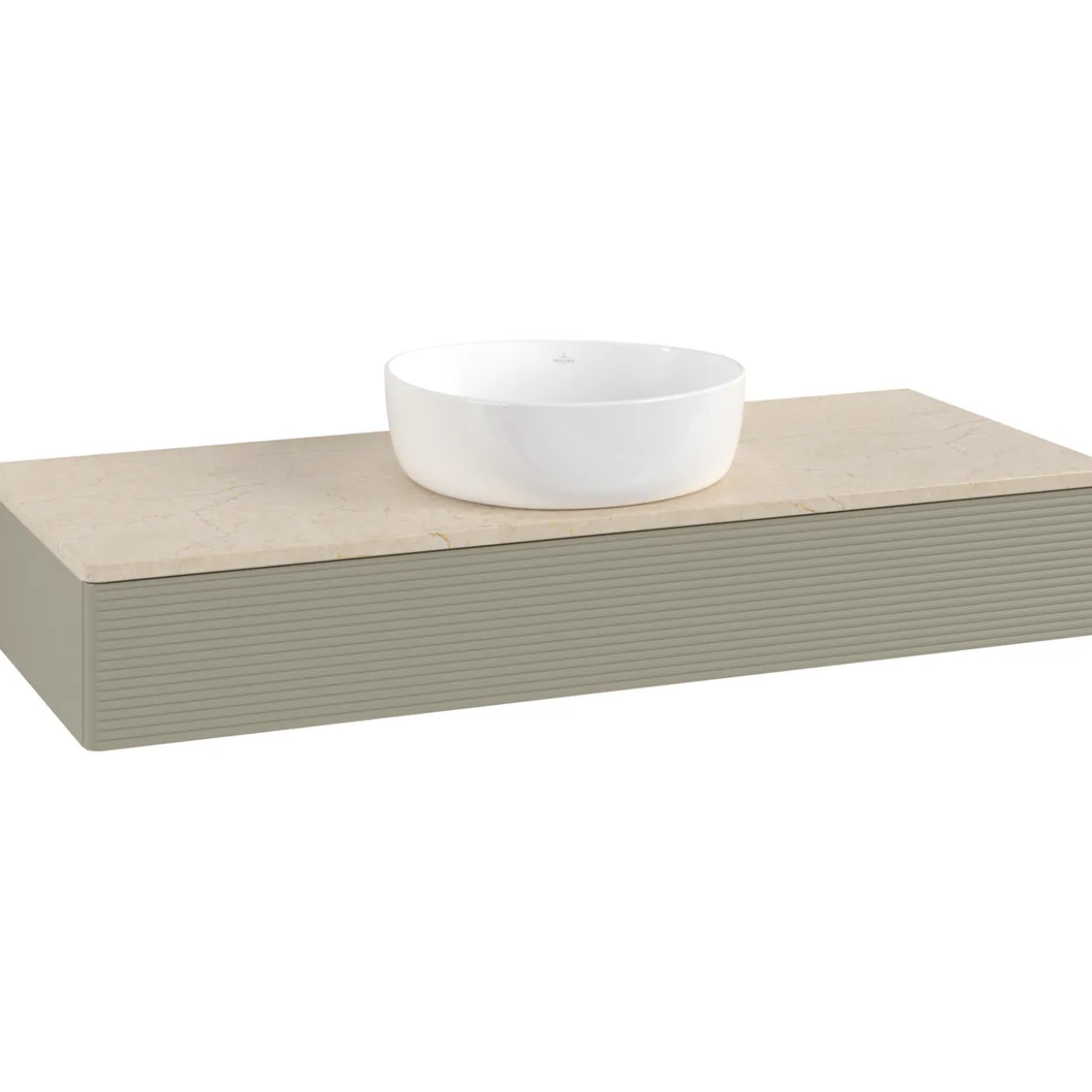 V&b antao servantskap 1 skuff rillet 1200x190x500 u/kranhull stengrå/créme