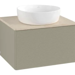 V&b antao servantskap 1 skuff rillet 600x360x500 u/kranhull stengrå/créme