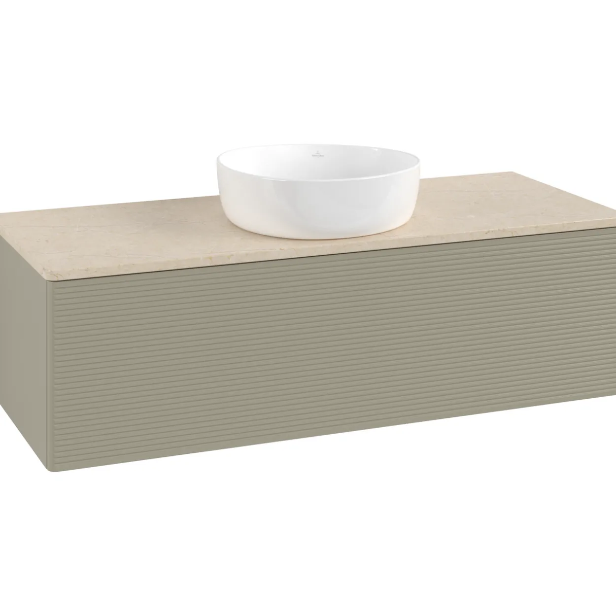 V&b antao servantskap 1 skuff rillet 1200x360x500 u/kranhull stengrå/créme