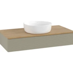 V&b antao servantskap 1 skuff rillet 1000x190x500 u/kranhull stengrå/eik