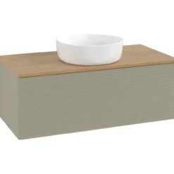 V&b antao servantskap 1 skuff rillet 1000x360x500 u/kranhull stengrå/eik