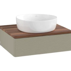 V&b antao servantskap 1 skuff rillet 600x190x500 u/kranhull stengrå/valnøtt