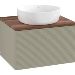 V&b antao servantskap 1 skuff rillet 600x360x500 u/kranhull stengrå/valnøtt
