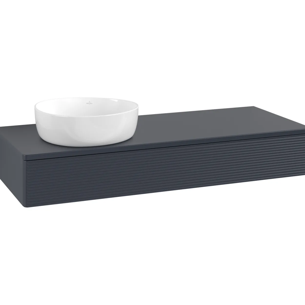 V&b antao servantskap 1 skuff rillet 1200x190x500 venstre m/kranhull blå