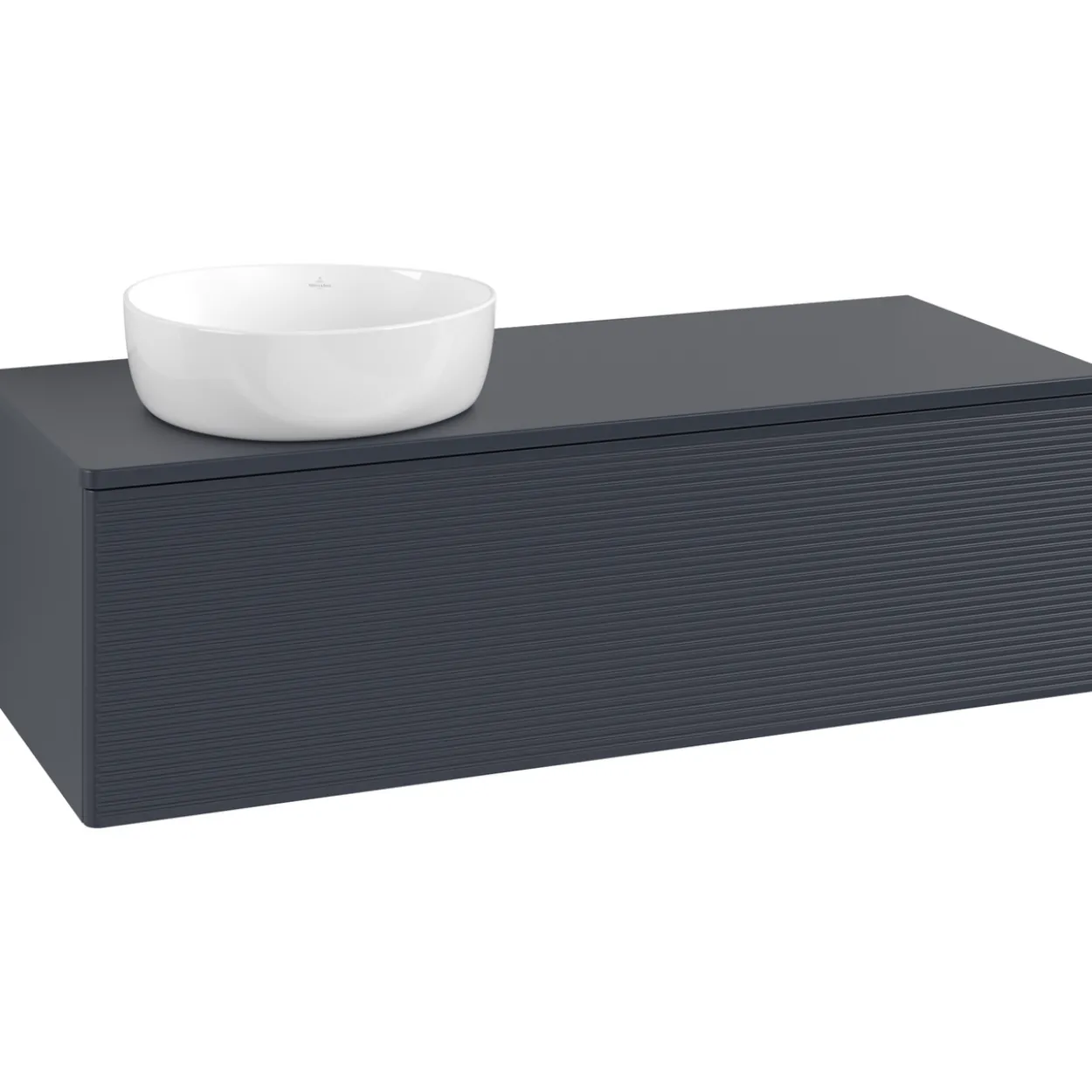 V&b antao servantskap 1 skuff rillet 1200x360x500 venstre m/kranhull blå