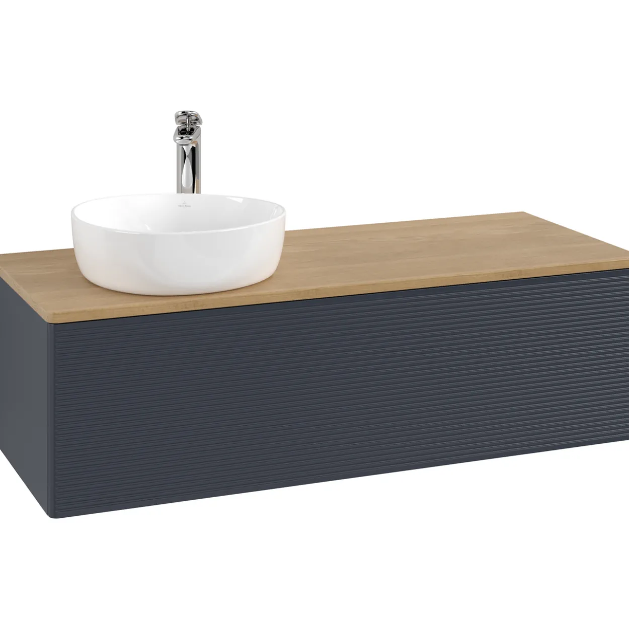 V&b antao servantskap 1 skuff rillet 1200x360x500 venstre m/kranhull blå/eik