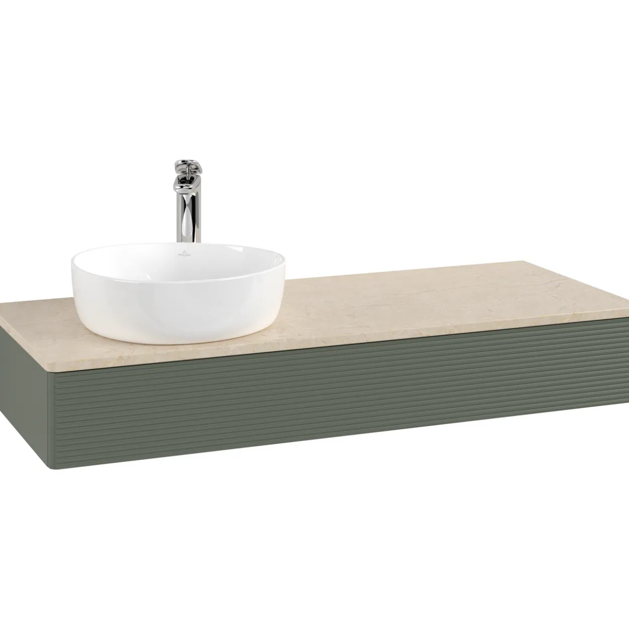 V&b antao servantskap 1 skuff rillet 1200x190x500 venstre m/kranhull grønn/créme