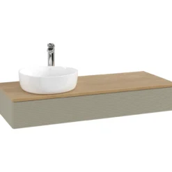 V&b antao servantskap 1 skuff rillet 1200x190x500 venstre m/kranhull m/lys stengrå/eik