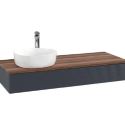V&b antao servantskap 1 skuff rillet 1200x190x500 venstre m/kranhull m/lys blå/valnøtt