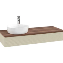 V&b antao servantskap 1 skuff rillet 1200x190x500 venstre m/kranhull m/lys silkegrå/valnøtt