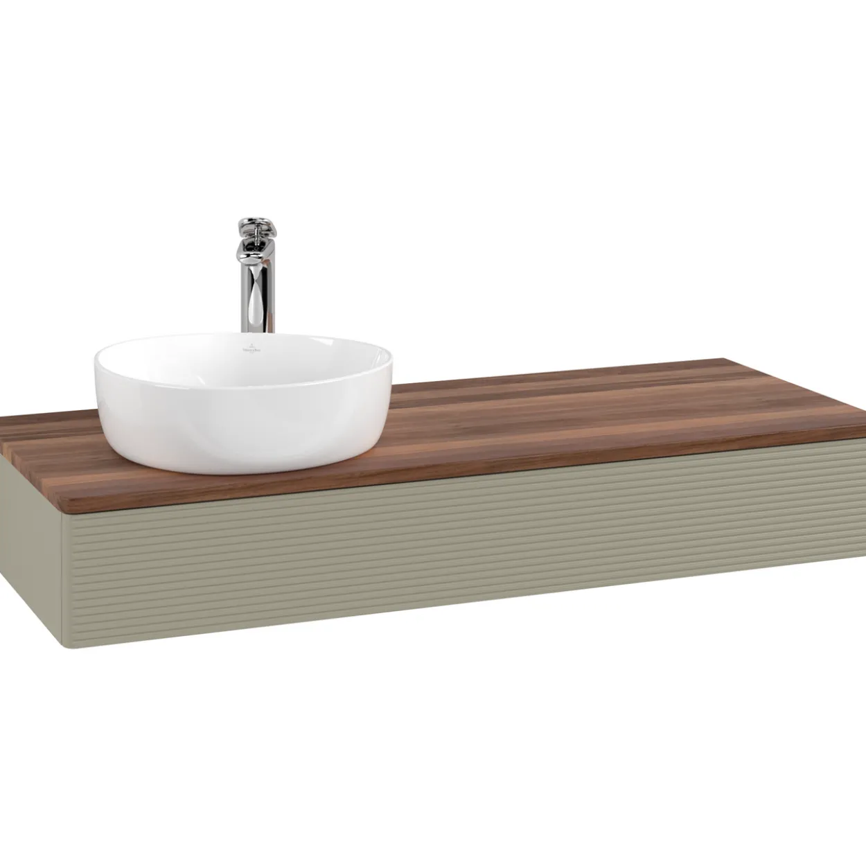 V&b antao servantskap 1 skuff rillet 1200x190x500 venstre m/kranhull m/lys stengrå/valnøtt