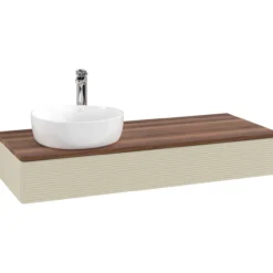 V&b antao servantskap 1 skuff rillet 1200x190x500 venstre m/kranhull silkegrå/valnøtt
