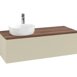 V&b antao servantskap 1 skuff rillet 1200x360x500 venstre m/kranhull silkegrå/valnøtt