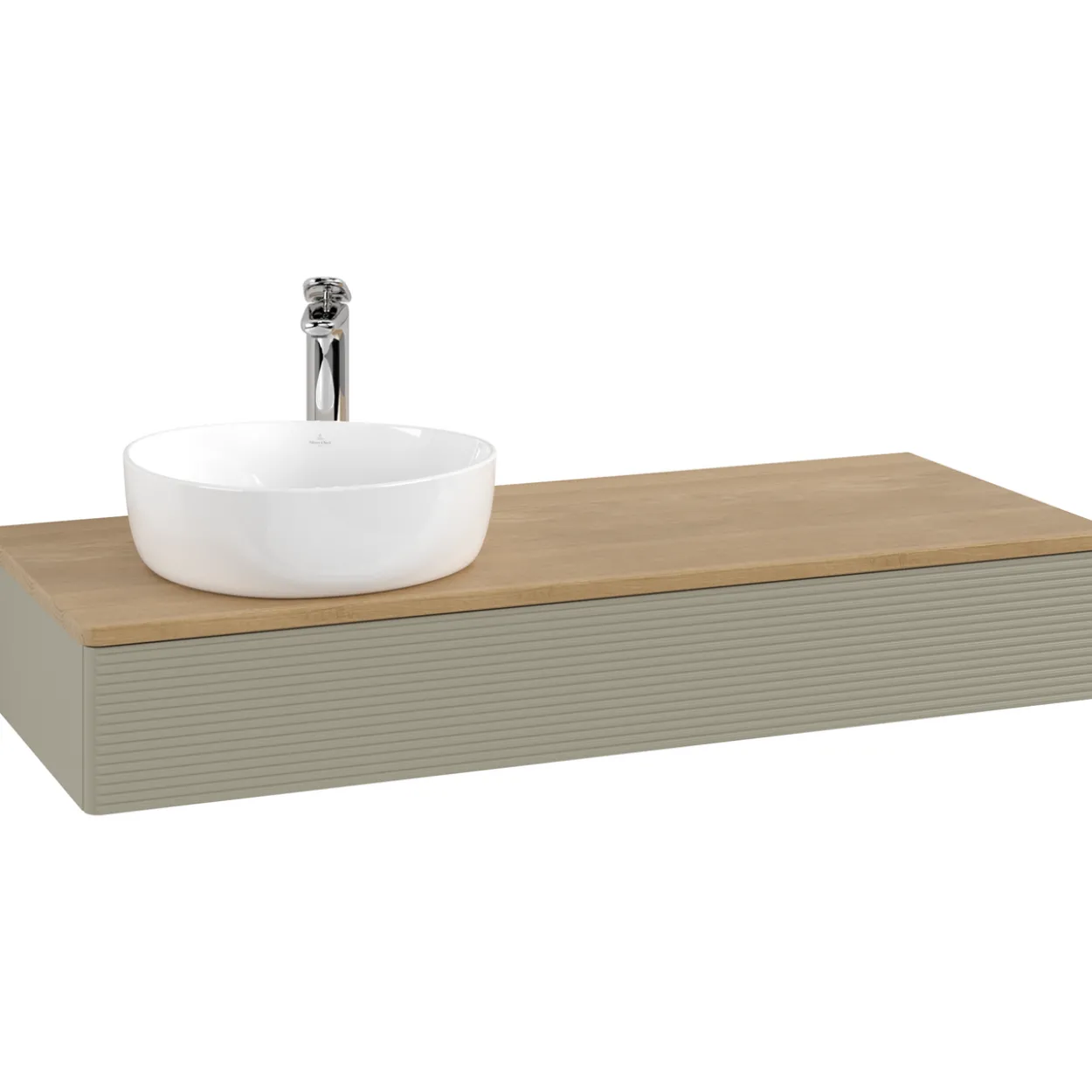 V&b antao servantskap 1 skuff rillet 1200x190x500 venstre m/kranhull stengrå/eik