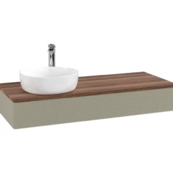 V&b antao servantskap 1 skuff rillet 1200x190x500 venstre m/kranhull stengrå/valnøtt