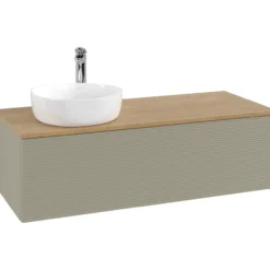 V&b antao servantskap 1 skuff rillet 1200x360x500 venstre m/kranhull stengrå/eik