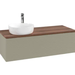 V&b antao servantskap 1 skuff rillet 1200x360x500 venstre m/kranhull stengrå/valnøtt